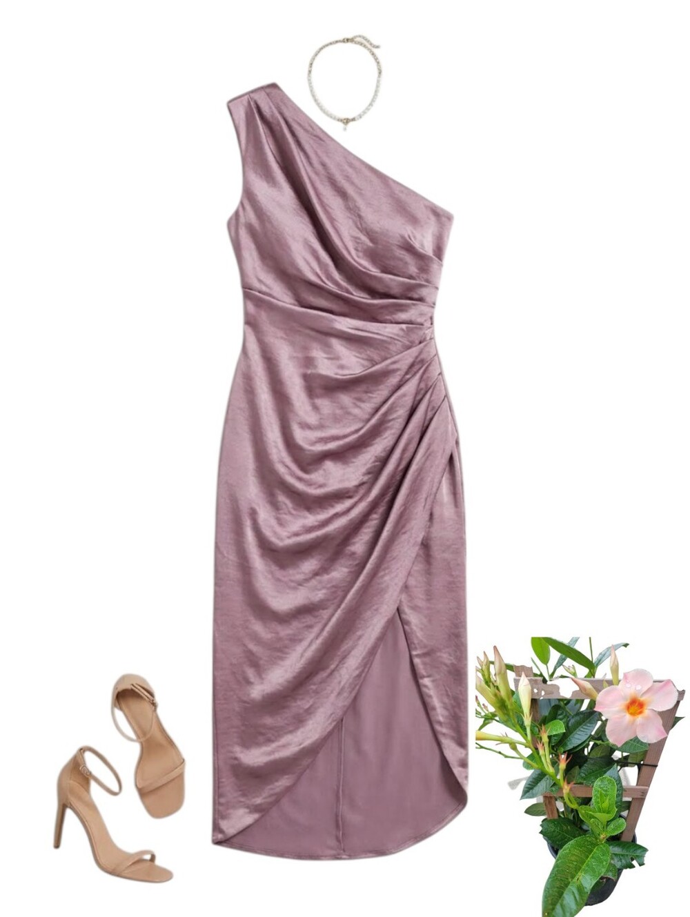 New One-Shoulder Lavender Slip-on Womens Long Dress In Size Small